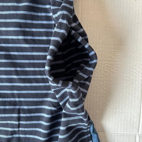 J Jill T Shirt Dress Tunic Size L Blue Striped 3/4 Sleeve Crew Neck Hand Pockets - Picture 4 of 8